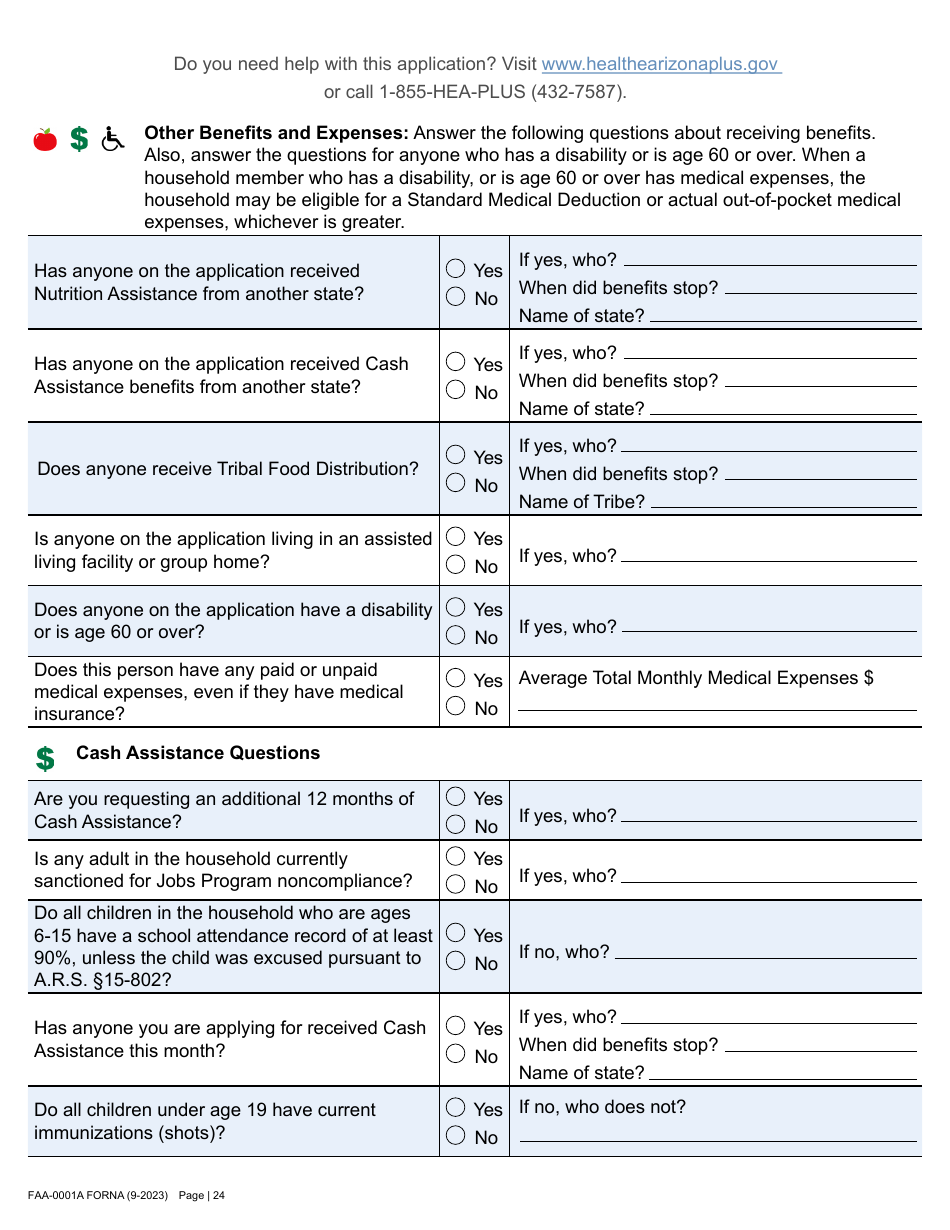 Form FAA-0001A Application for Benefits - Arizona, Page 34