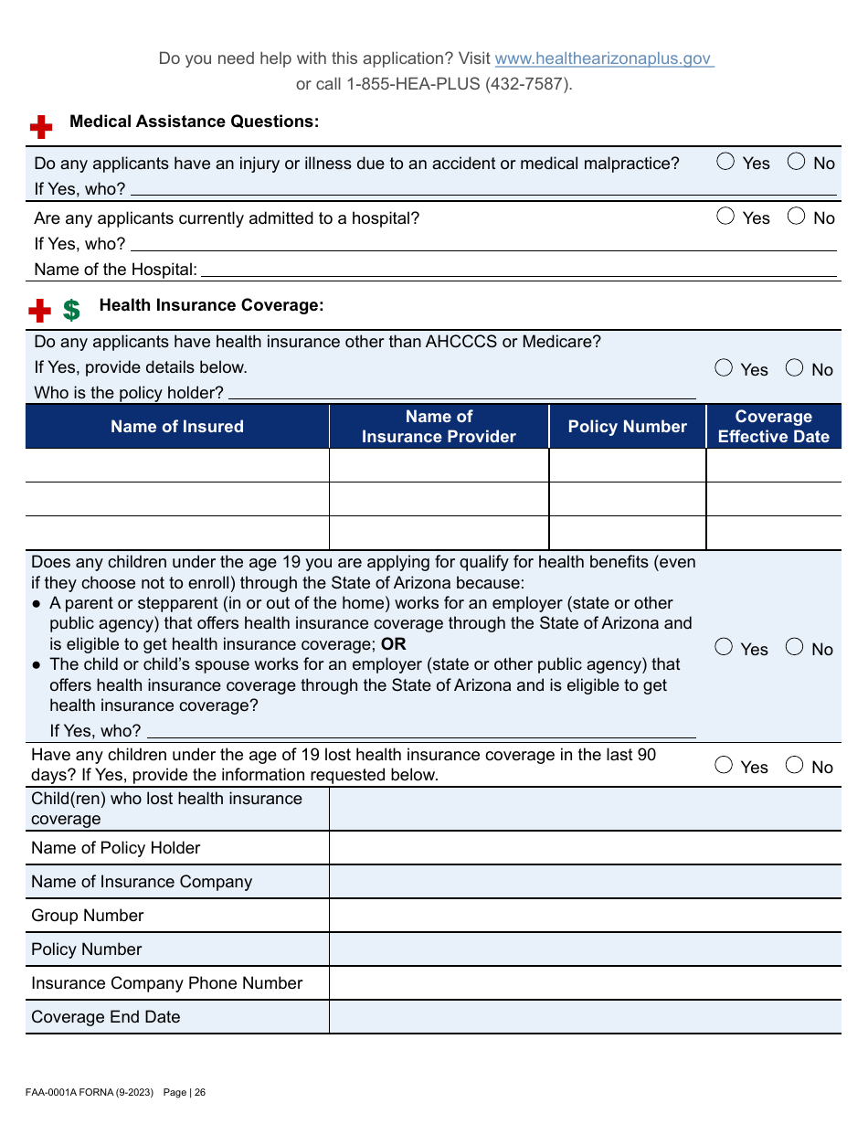Form FAA-0001A Application for Benefits - Arizona, Page 36