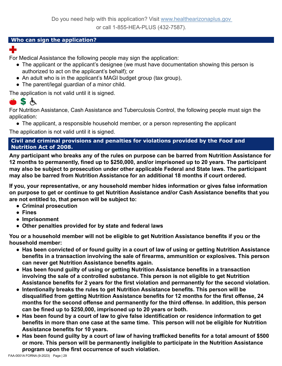 Form FAA-0001A Application for Benefits - Arizona, Page 39