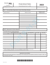 Form I-094 Schedule PS Private School Tuition - Draft - Wisconsin
