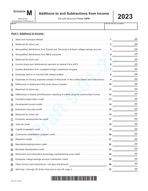 Form I-053 Schedule M 2023 Printable Pdf