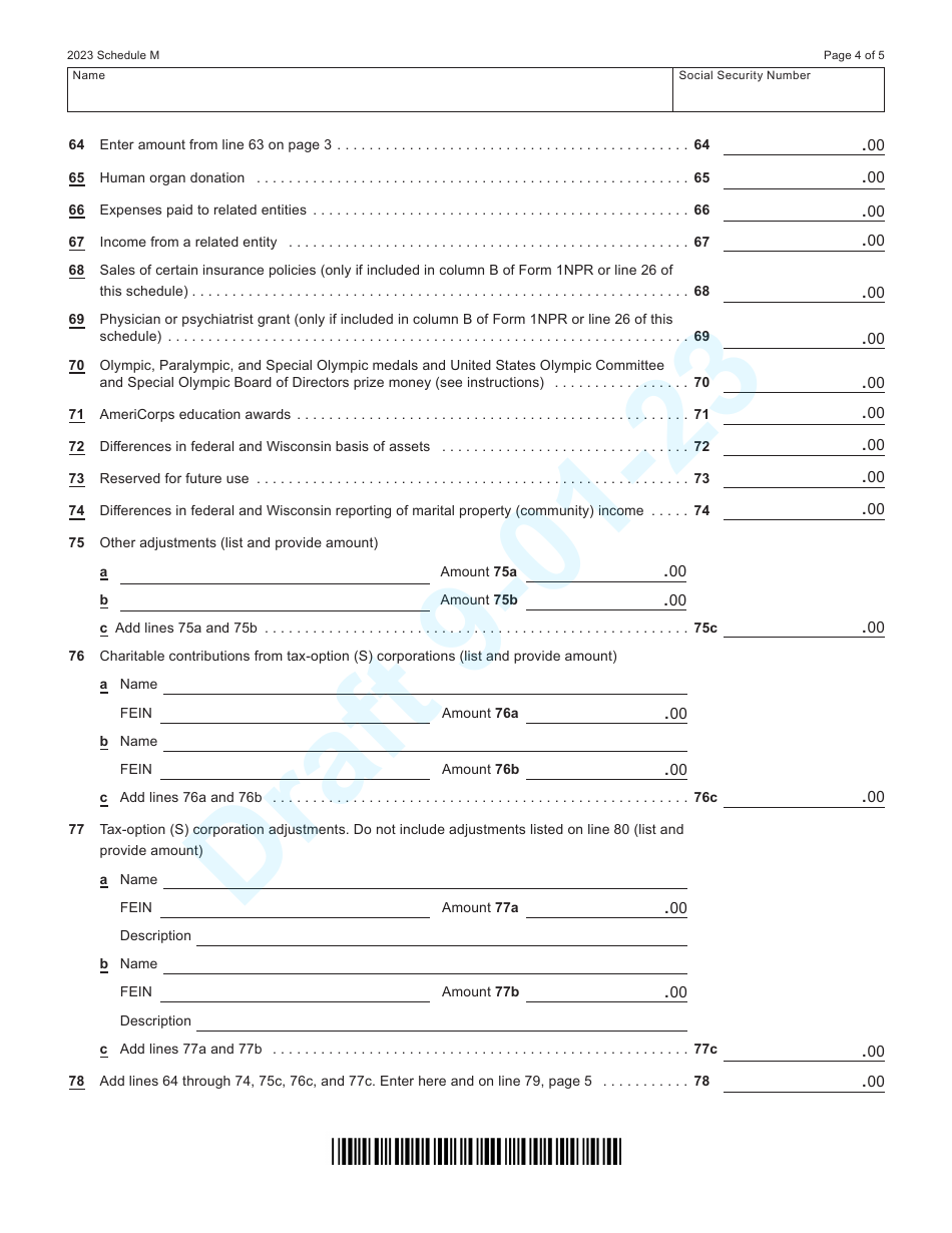 Form I 053 Schedule M Download Printable Pdf Or Fill Online Additions To And Subtractions From 0526