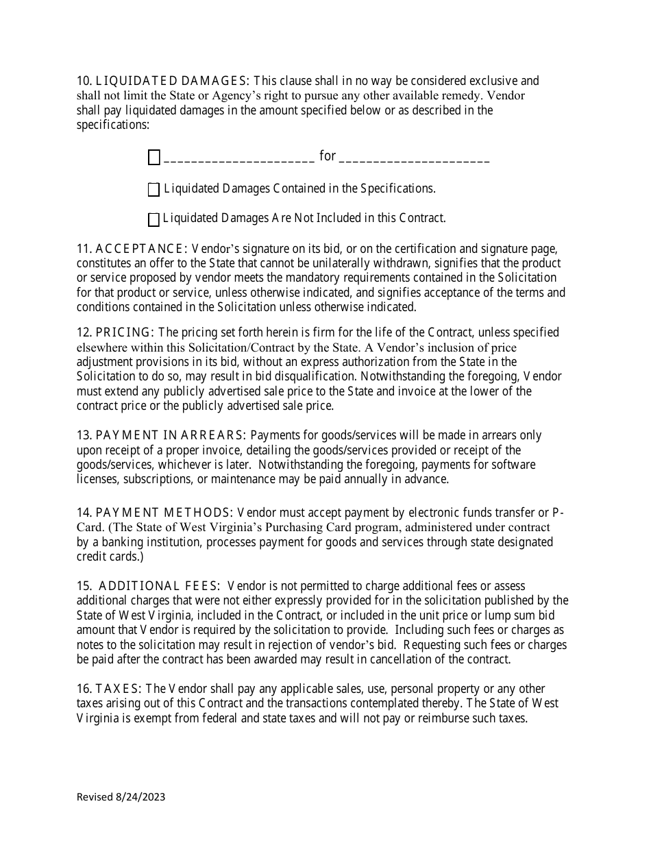 Instructions to Vendors Submitting Bids (Agency Delegated Procurements Only) - West Virginia, Page 10
