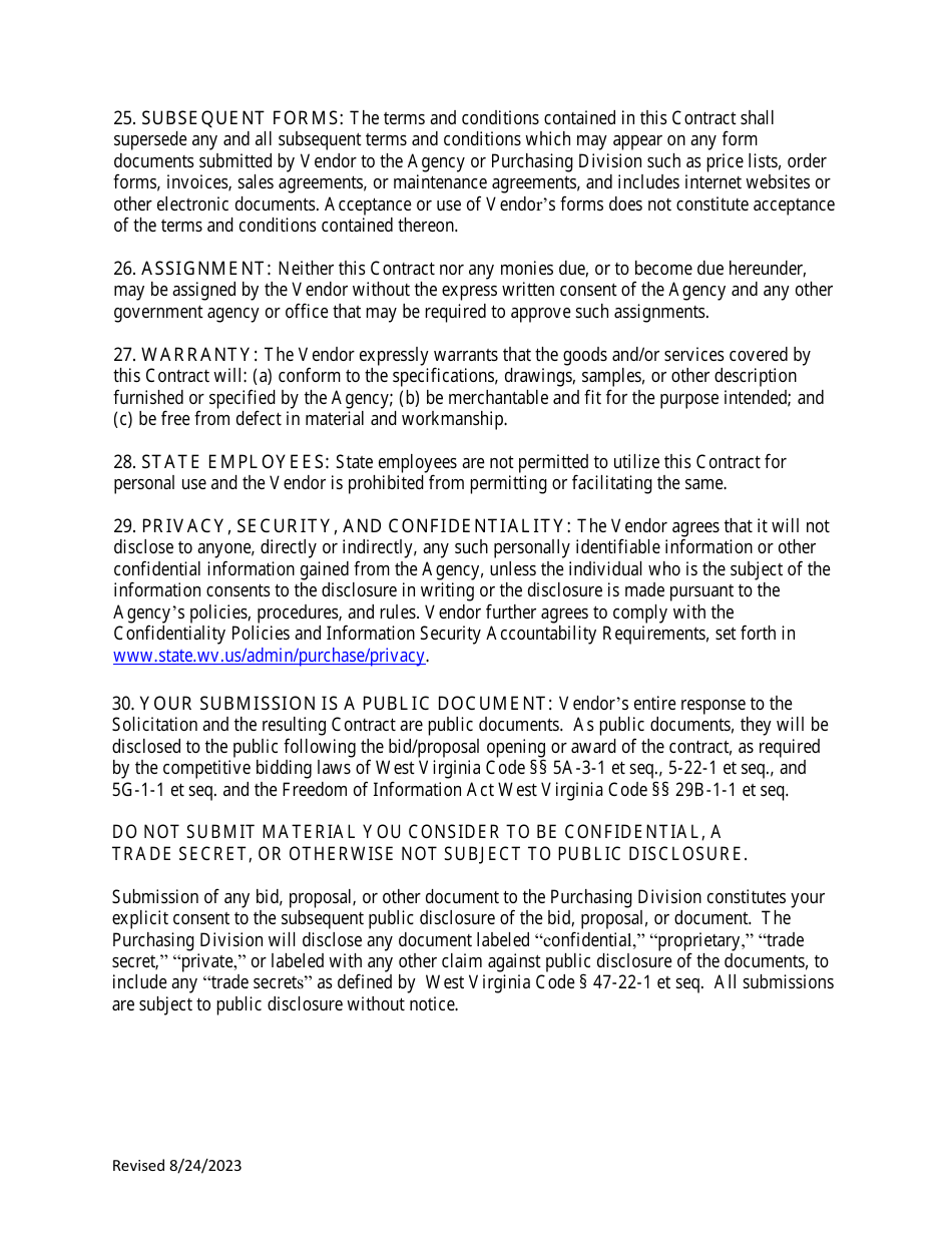 Instructions to Vendors Submitting Bids (Agency Delegated Procurements Only) - West Virginia, Page 12