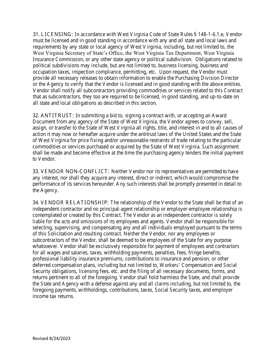 Instructions to Vendors Submitting Bids (Agency Delegated Procurements Only) - West Virginia, Page 13