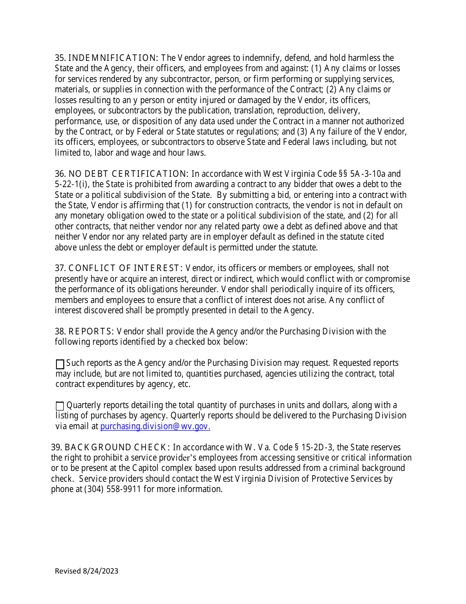 Instructions to Vendors Submitting Bids (Agency Delegated Procurements Only) - West Virginia, Page 14