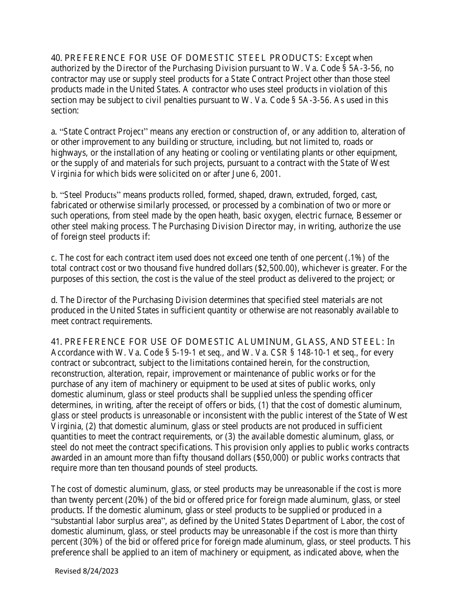 Instructions to Vendors Submitting Bids (Agency Delegated Procurements Only) - West Virginia, Page 15