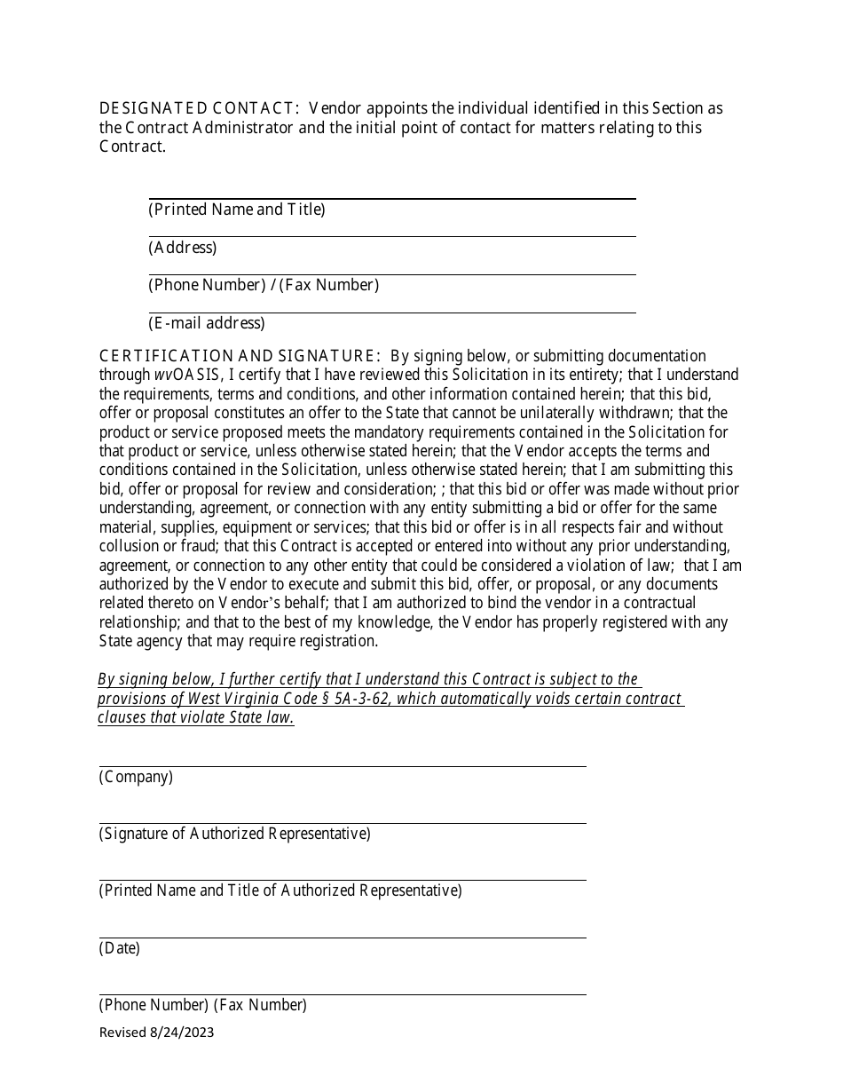 Instructions to Vendors Submitting Bids (Agency Delegated Procurements Only) - West Virginia, Page 20