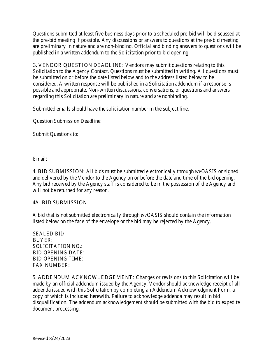 Instructions to Vendors Submitting Bids (Agency Delegated Procurements Only) - West Virginia, Page 2