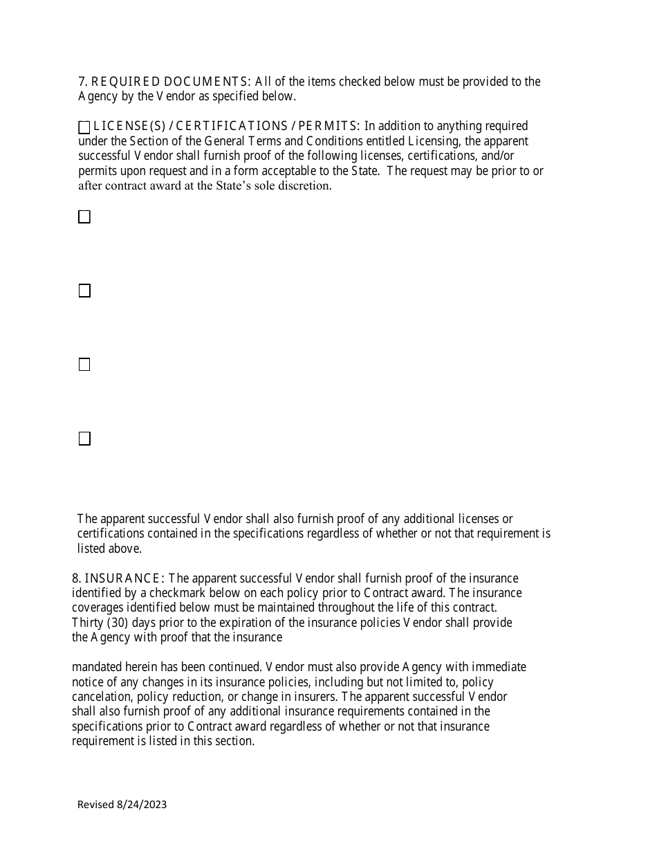 Instructions to Vendors Submitting Bids (Agency Delegated Procurements Only) - West Virginia, Page 8