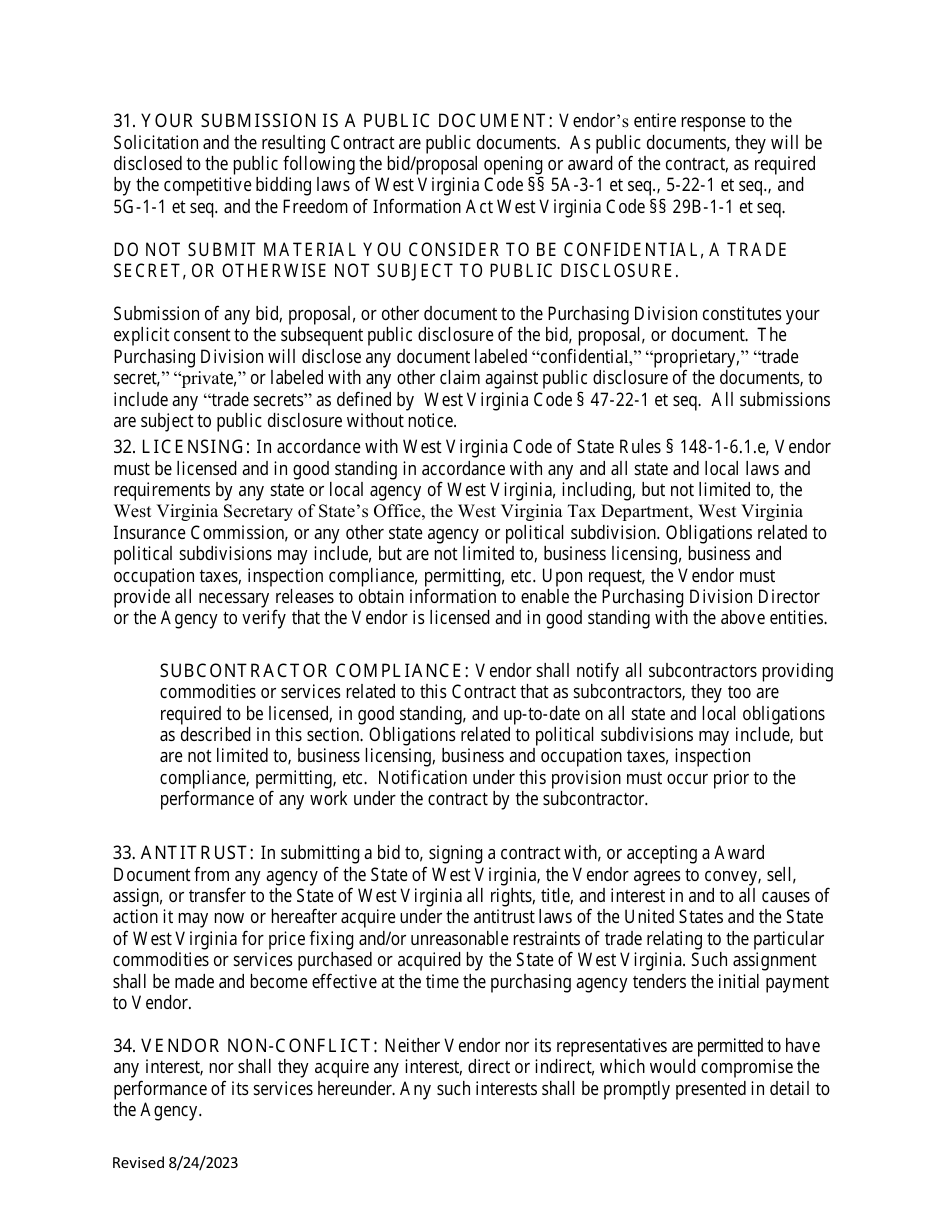 Instructions to Vendors Submitting Bids - West Virginia, Page 15