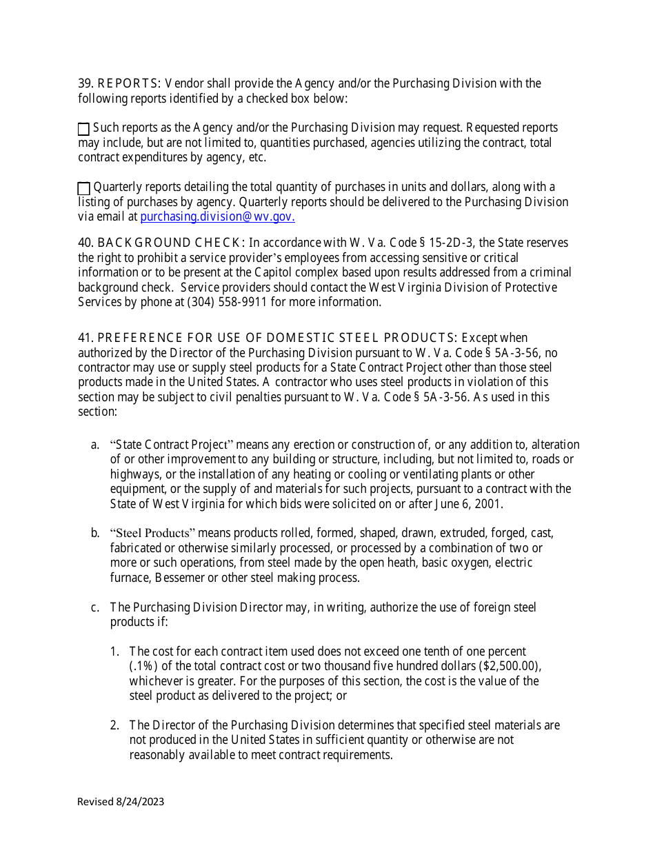 Instructions to Vendors Submitting Bids - West Virginia, Page 17