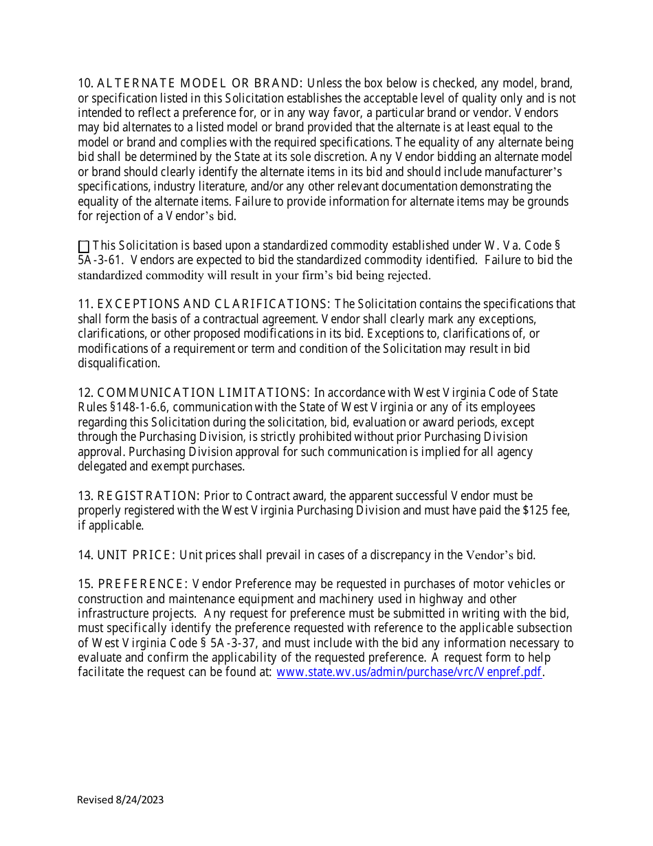 Instructions to Vendors Submitting Bids - West Virginia, Page 4