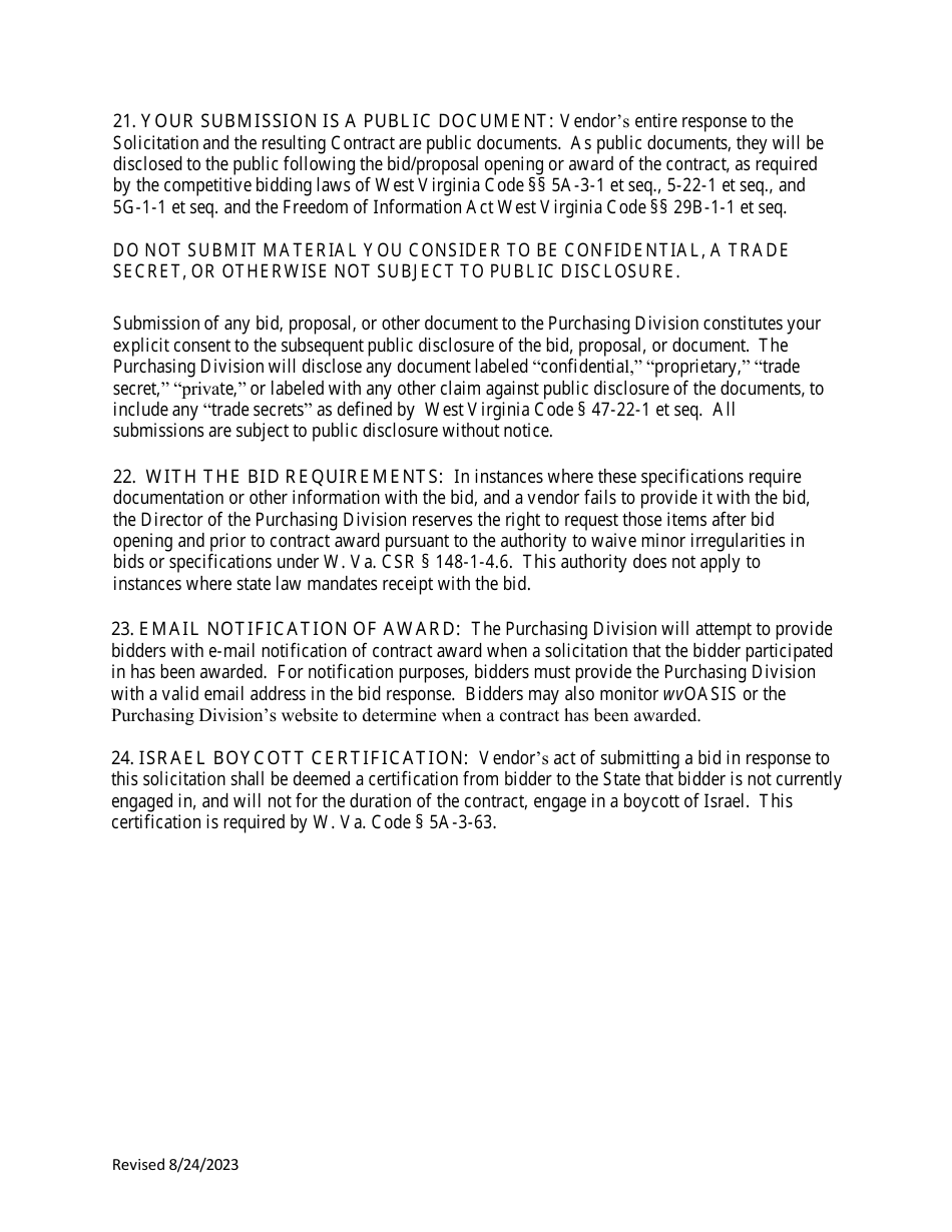 Instructions to Vendors Submitting Bids - West Virginia, Page 6