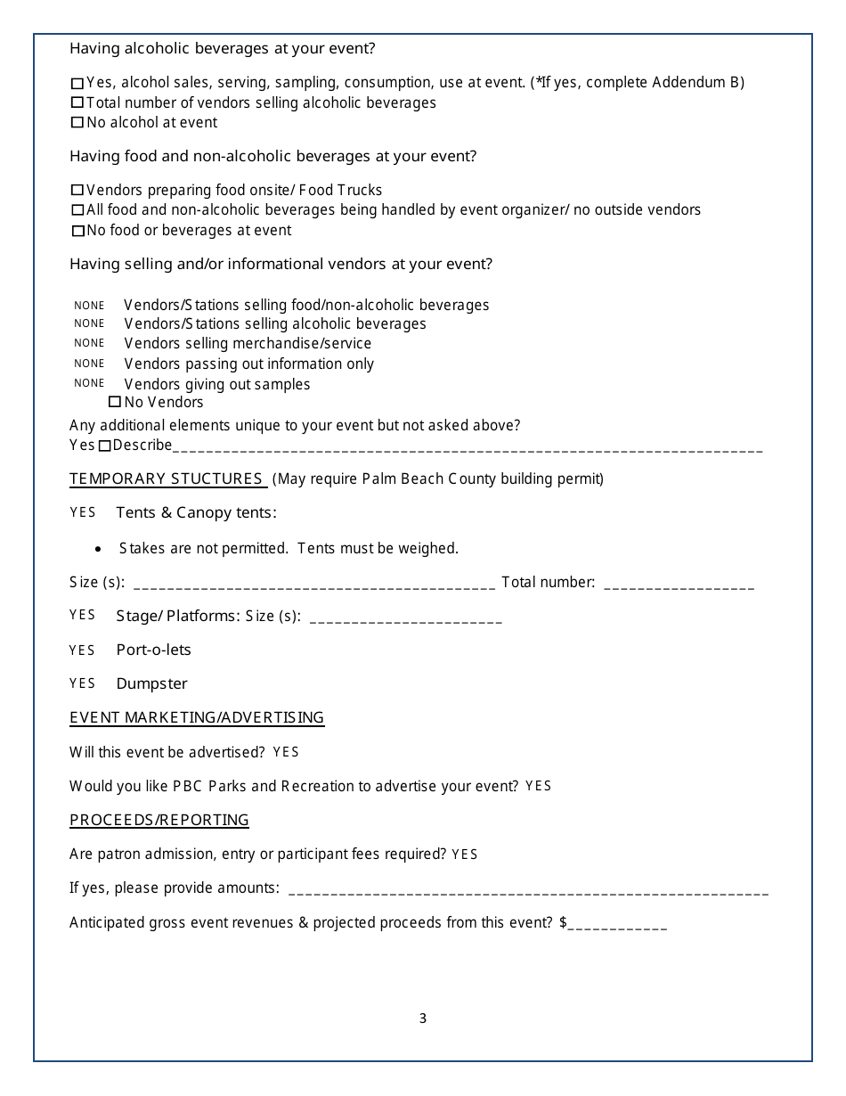 Special Events Application - Palm Beach County, Florida, Page 3