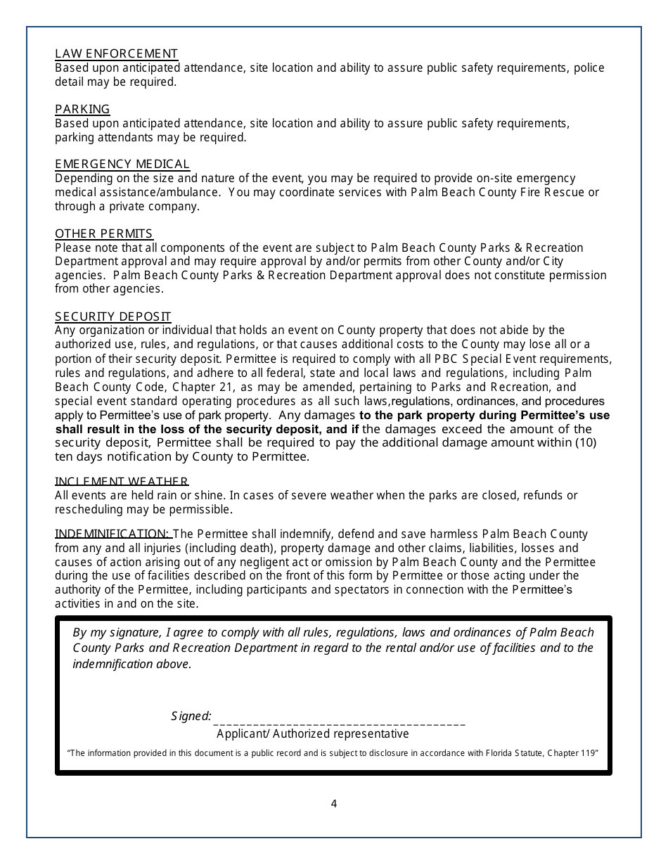 Special Events Application - Palm Beach County, Florida, Page 4