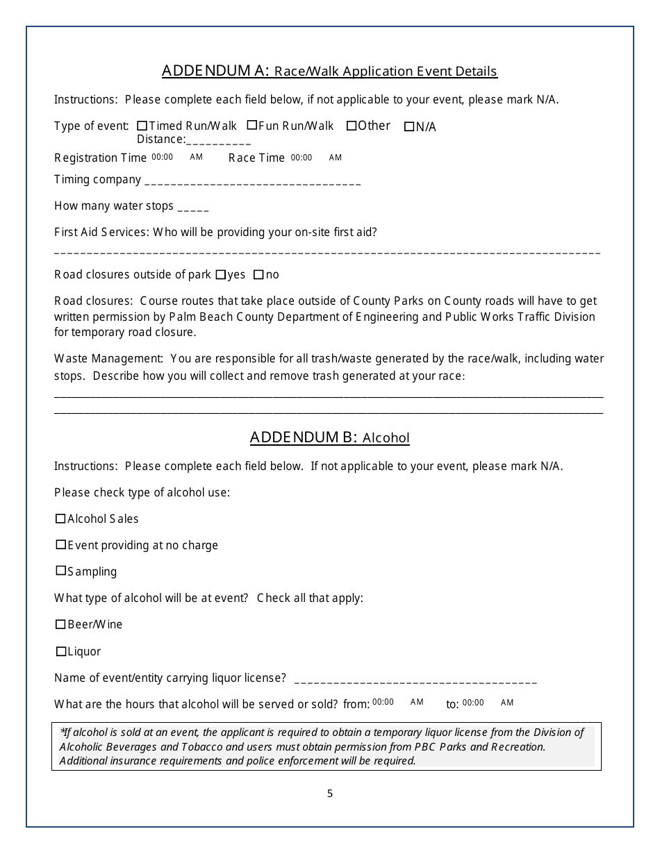 Special Events Application - Palm Beach County, Florida, Page 5