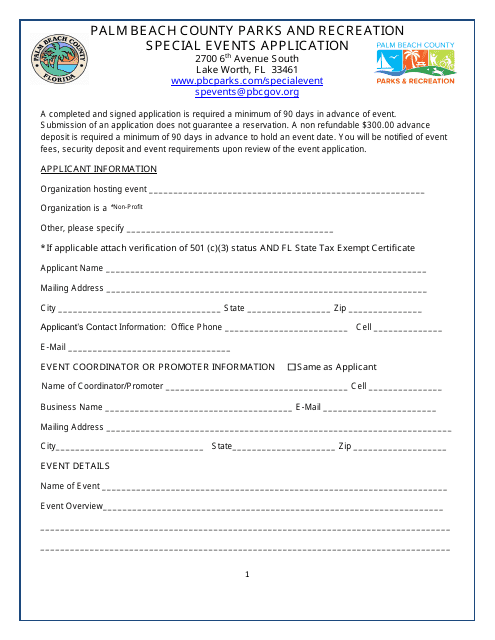 Special Events Application - Palm Beach County, Florida Download Pdf