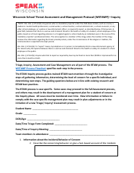 Document preview: Wisconsin School Threat Assessment and Management Protocol (Wstamp) - Inquiry - Wisconsin