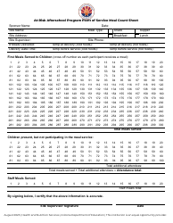 Document preview: At-Risk Afterschool Program Point of Service Meal Count Sheet - Arizona