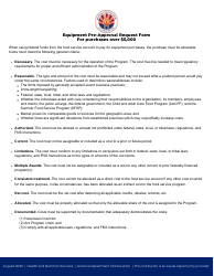 Document preview: Equipment Pre-approval Request Form for Purchases Over $5,000 - Arizona