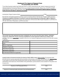 Equipment Pre-approval Request Form for Purchases Over $5,000 - Arizona, Page 2