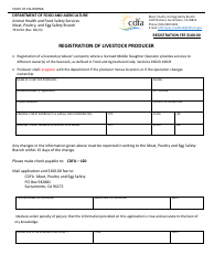 Document preview: Form 79-021A Registration of Livestock Producer - California