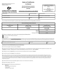 Form CDF-005 Citrus Pest &amp; Disease Prevention Monthly Assessment Remittance - California