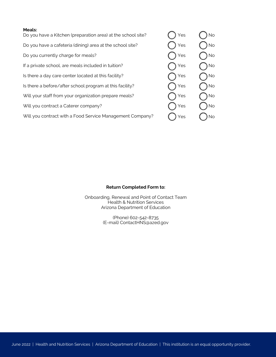 Prospective Sponsoring Entity Form - Arizona, Page 2
