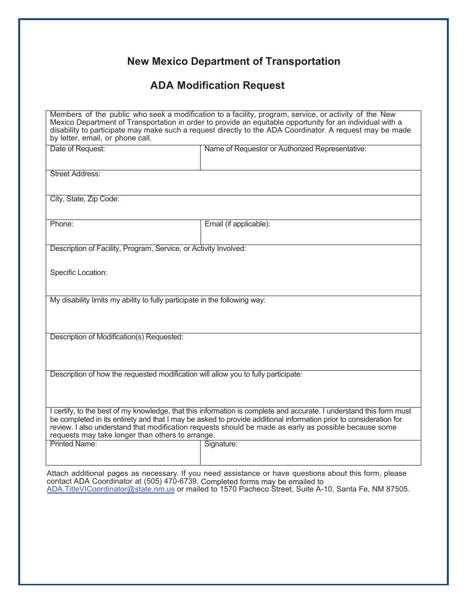 Ada Modification Request - New Mexico, Page 1