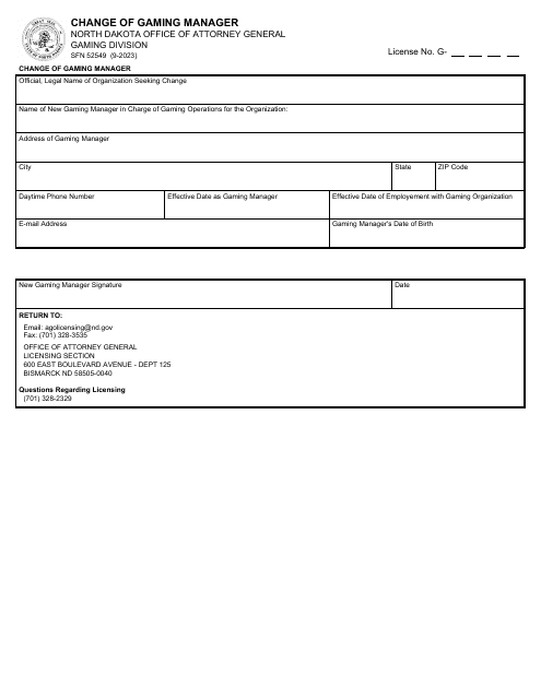 Form SFN52549  Printable Pdf