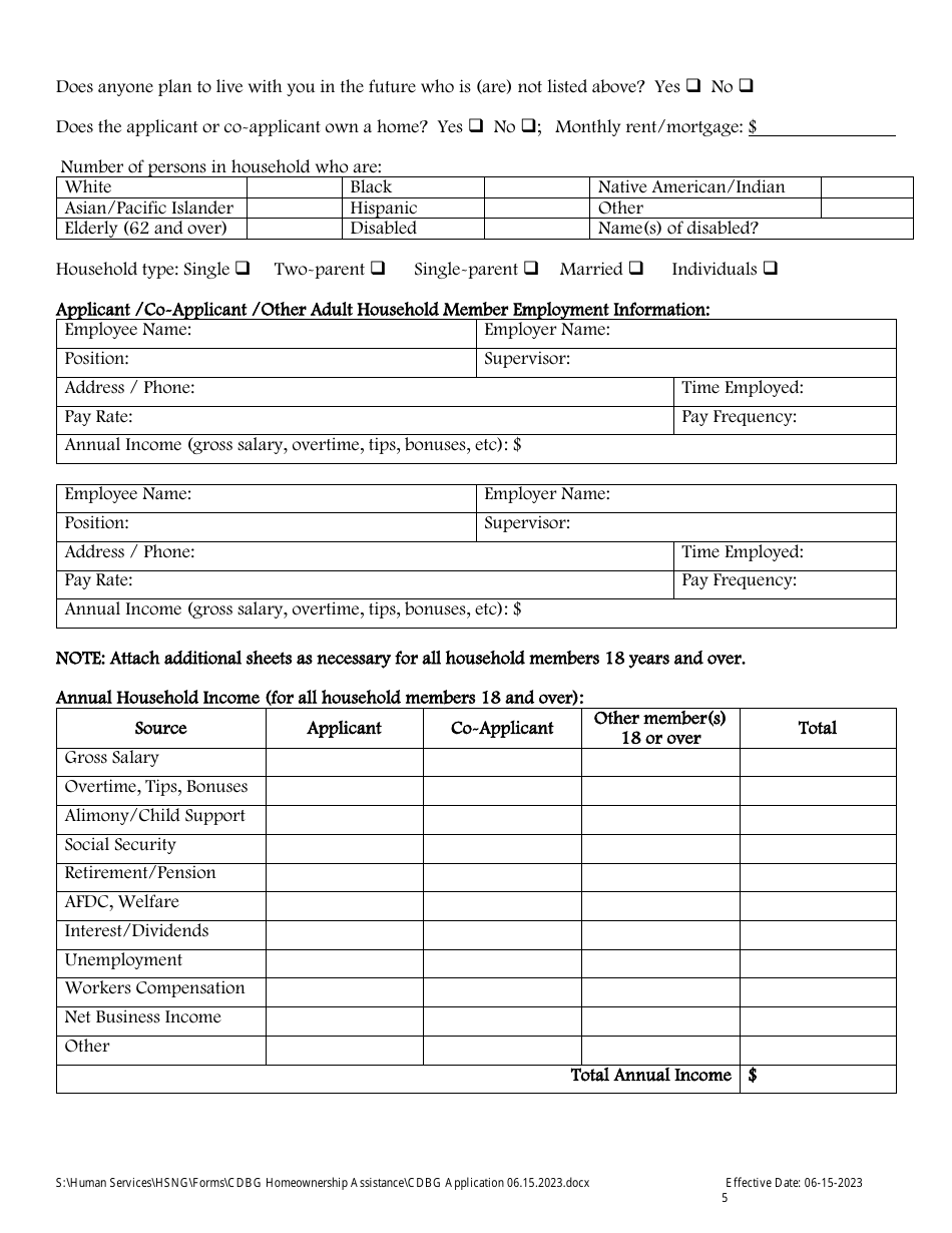 Cdbg Homeownership Assistance Application - Lee County, Florida, Page 5