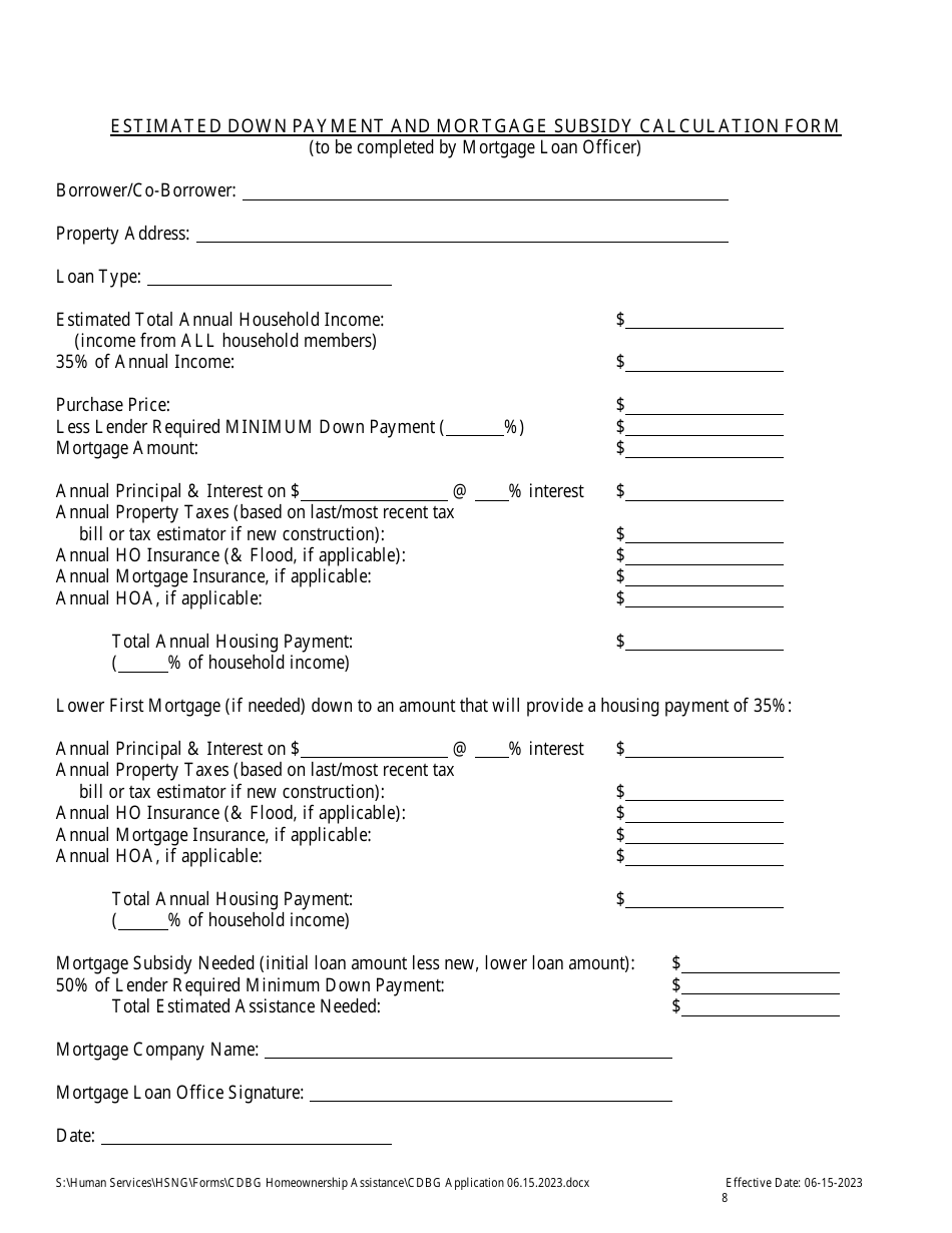 Cdbg Homeownership Assistance Application - Lee County, Florida, Page 8