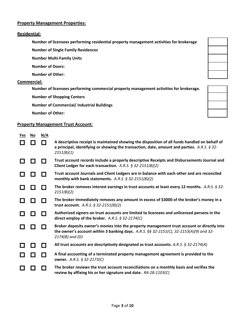 Broker Audit Declaration - Arizona, Page 3