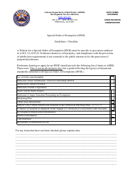 Document preview: Special Order of Exemption (Spoe) - Arizona