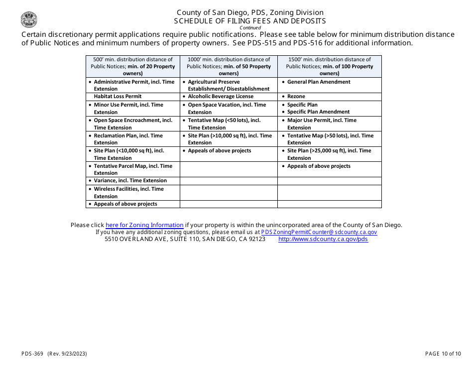 Form PDS369 Download Printable PDF or Fill Online Schedule of Filing