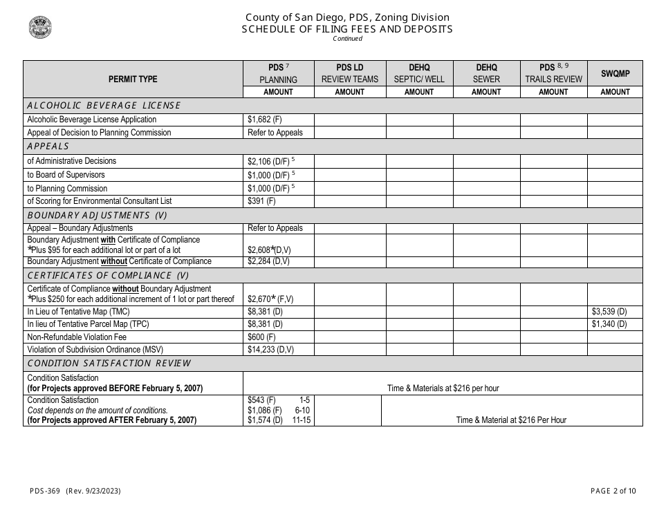Form PDS369 Download Printable PDF or Fill Online Schedule of Filing