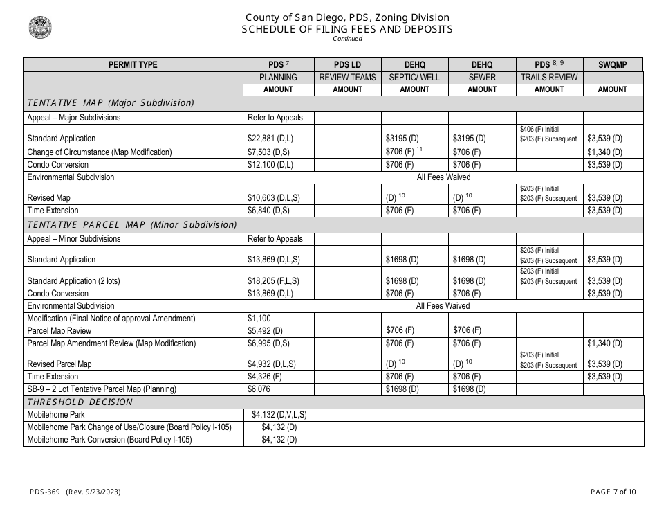 Form PDS369 Download Printable PDF or Fill Online Schedule of Filing