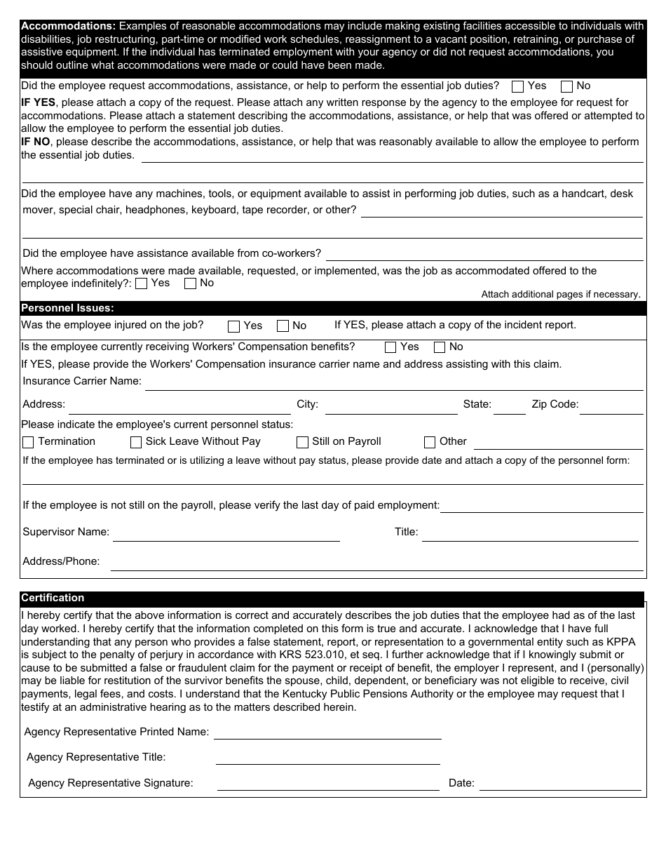 Form 8030 Employer Job Description - Kentucky, Page 3