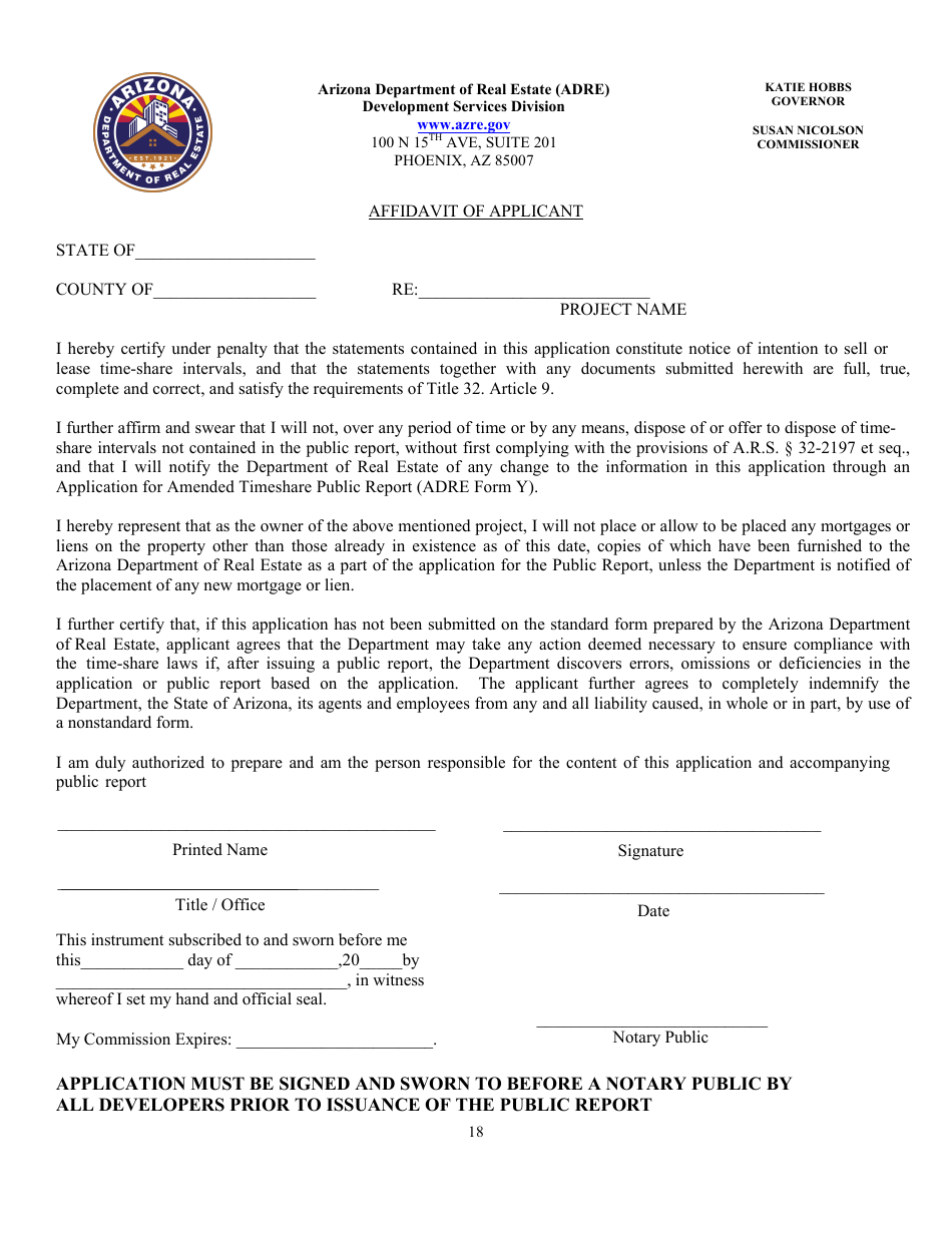 Application for Timeshare Public Report - Arizona, Page 22