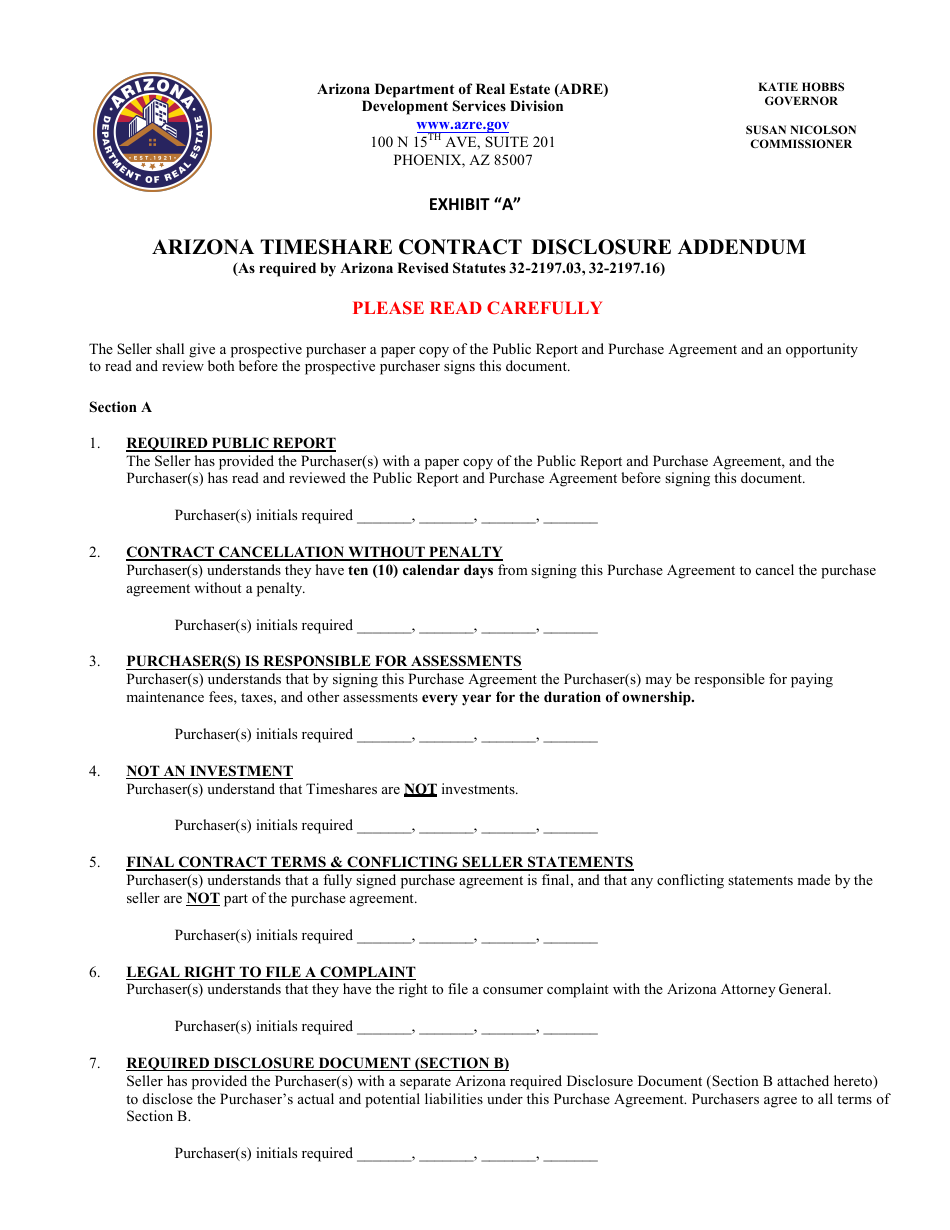 Application for Timeshare Public Report - Arizona, Page 23