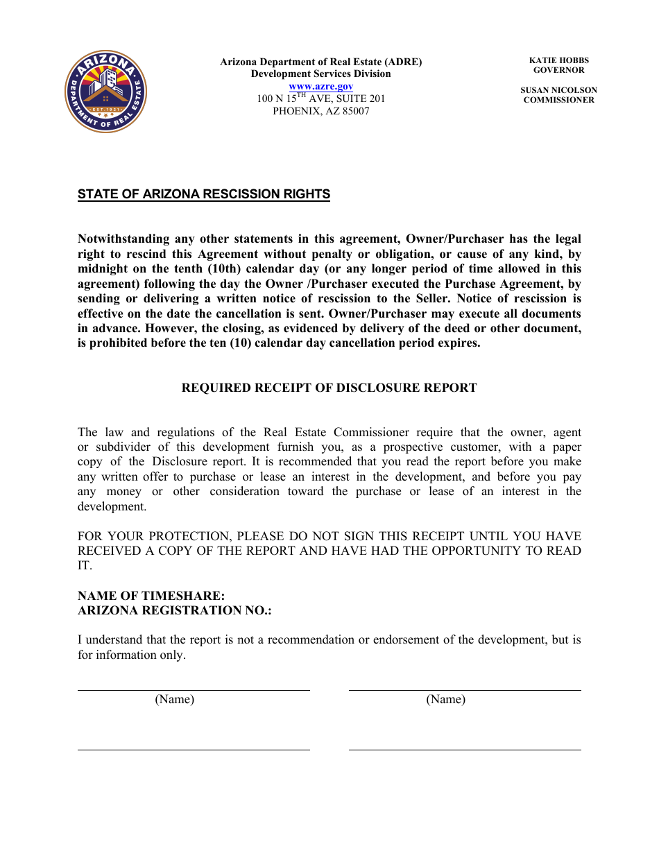 Application for Timeshare Public Report - Arizona, Page 28
