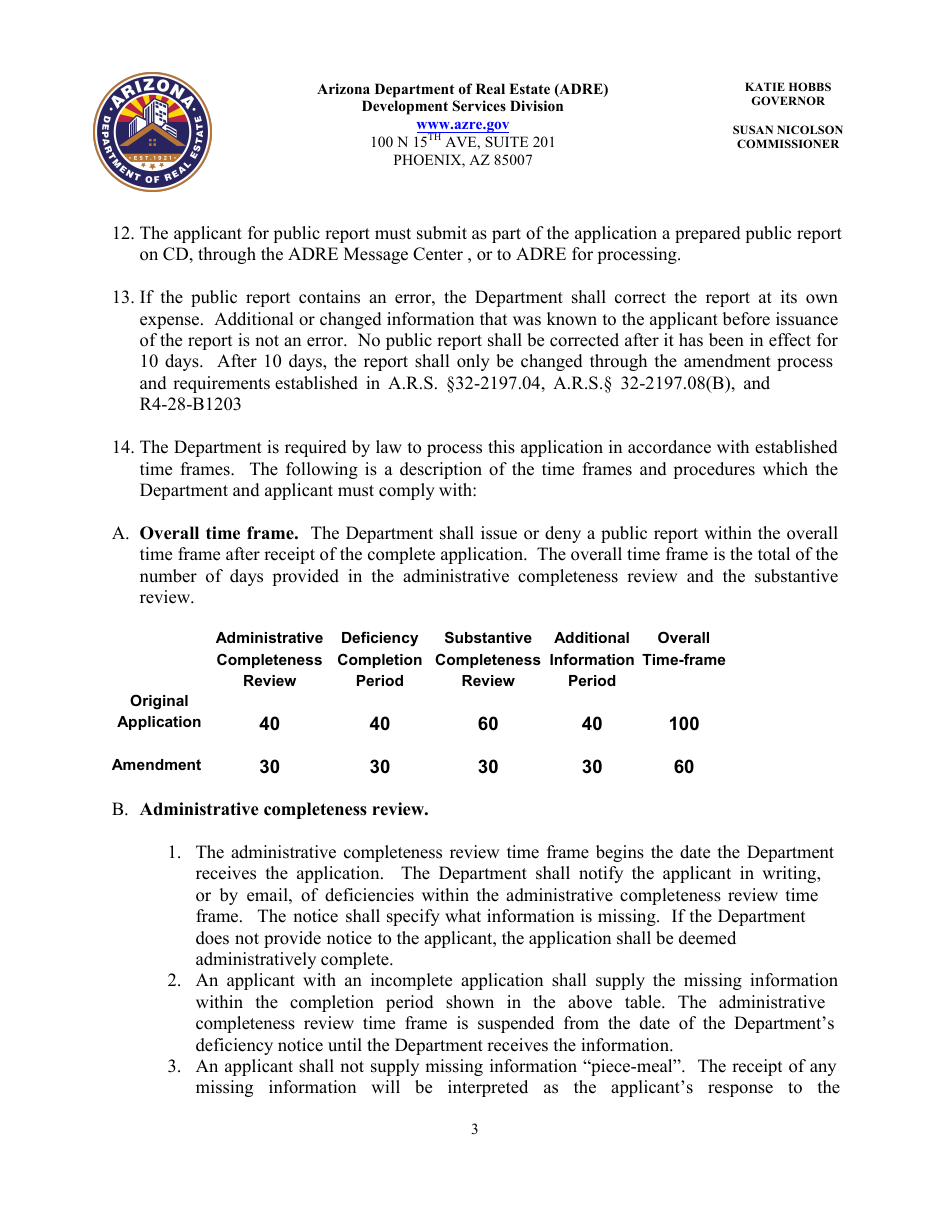 Application for Timeshare Public Report - Arizona, Page 7