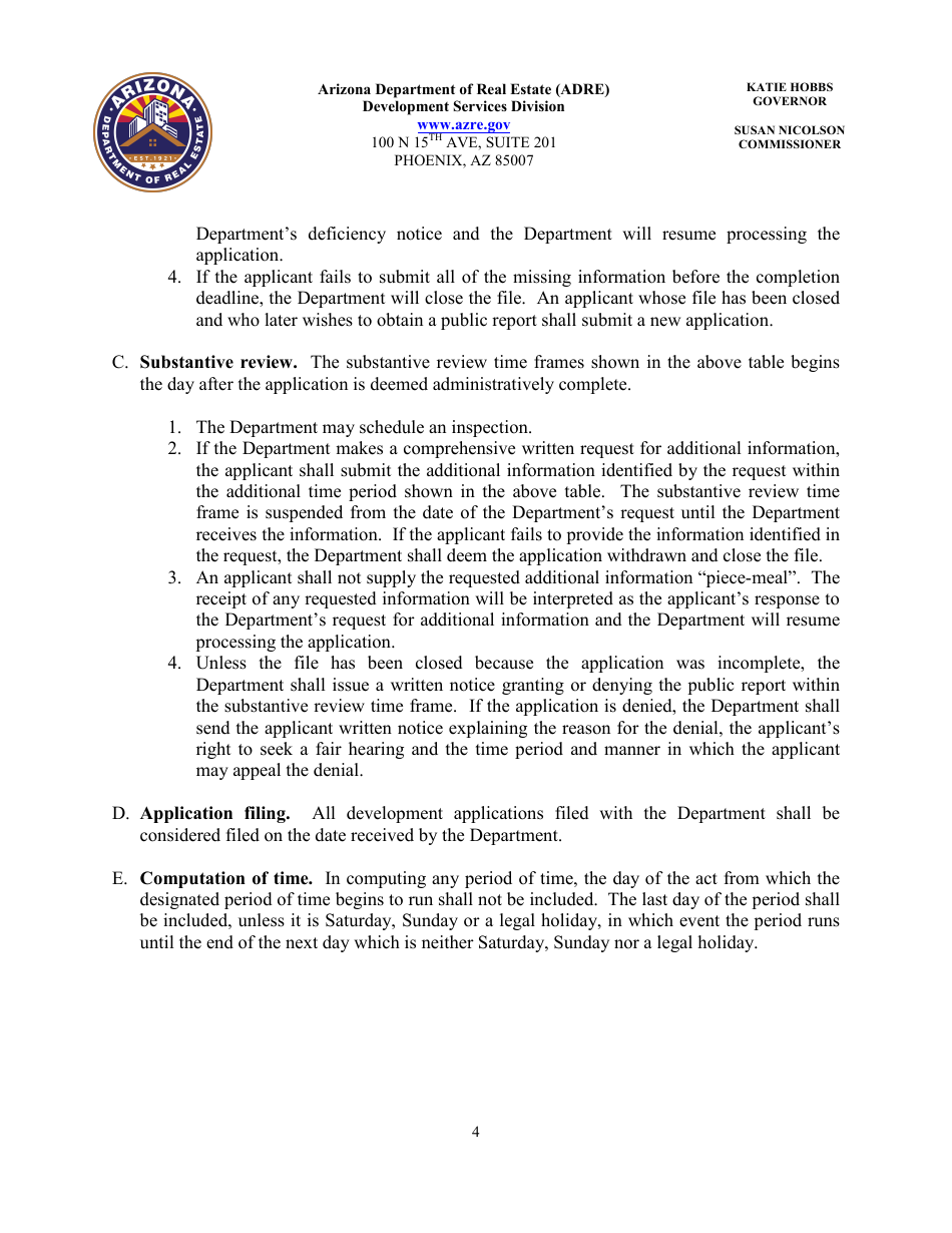 Application for Timeshare Public Report - Arizona, Page 8