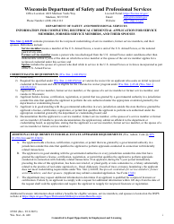 Form 3982 Reciprocal Credential Application for Service Members, Former Service Members, and Their Spouses - Wisconsin