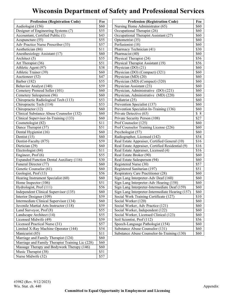 Form 3982 Reciprocal Credential Application for Service Members, Former Service Members, and Their Spouses - Wisconsin, Page 5