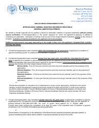 General Anesthesia Permit Application Form - Oregon