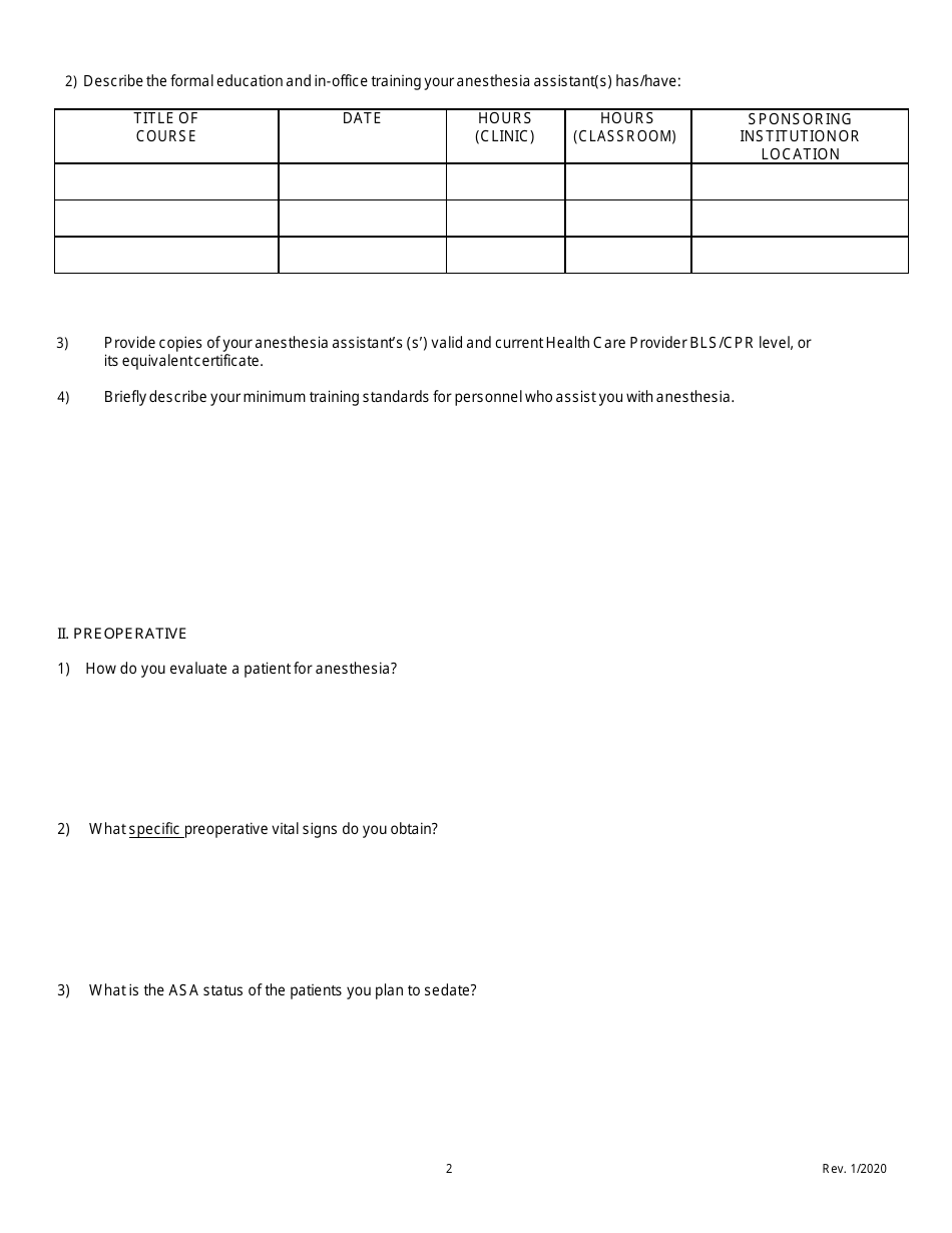 General Anesthesia Permit Application Form - Oregon, Page 4