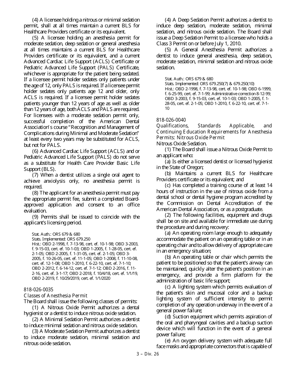 Minimal Sedation Permit Applciation Form - Oregon, Page 12