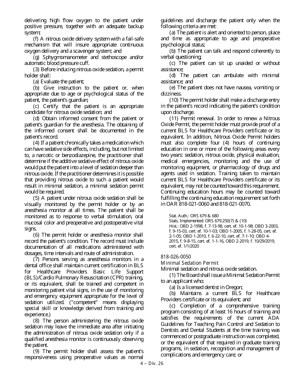 Minimal Sedation Permit Applciation Form - Oregon, Page 13